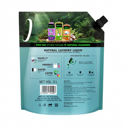 Natural Laundry Shampoo-Coconut &amp; Plant-based Formula-Gentle on Fabrics, Tough on Stains – Beco – 5000ml