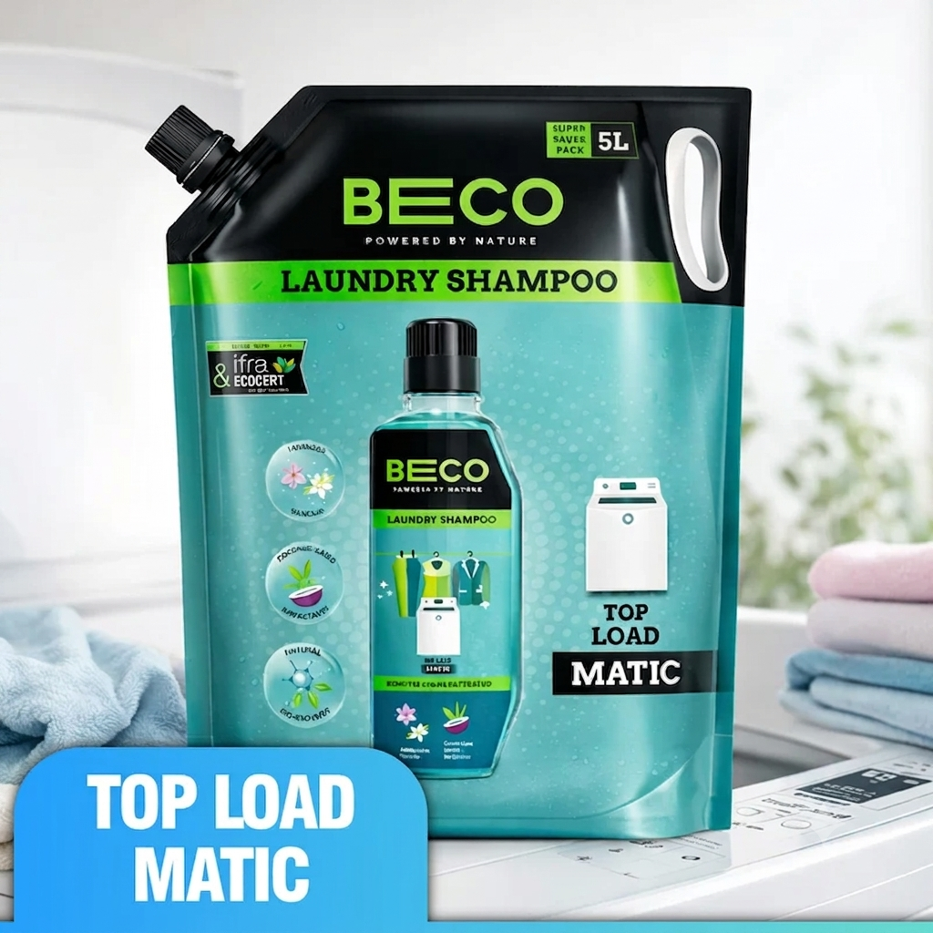 Natural Laundry Shampoo-Coconut &amp; Plant-based Formula-Gentle on Fabrics, Tough on Stains – Beco – 5000ml