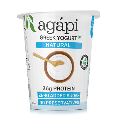 Yogurt | Greek - Natural (36g Protein) -  High In Protein, Lowest Added Sugar &amp; No Preservatives - Agapi - 400gm