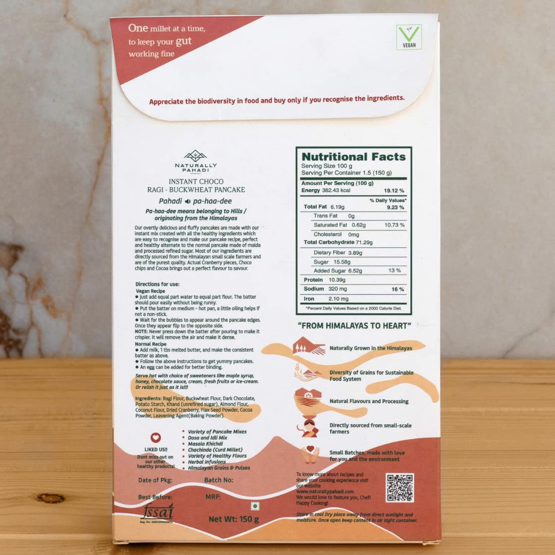 Pancake Mix | (Himalayan Ragi, Buckwheat, Flax Seeds Actual Cocoa And Cramberry) Instant Choco Ragi Buckwheat Pancake Mix - High In Protein &amp; Sugar Free Or No Maida - Naturally Pahadi - 10 Pancakes