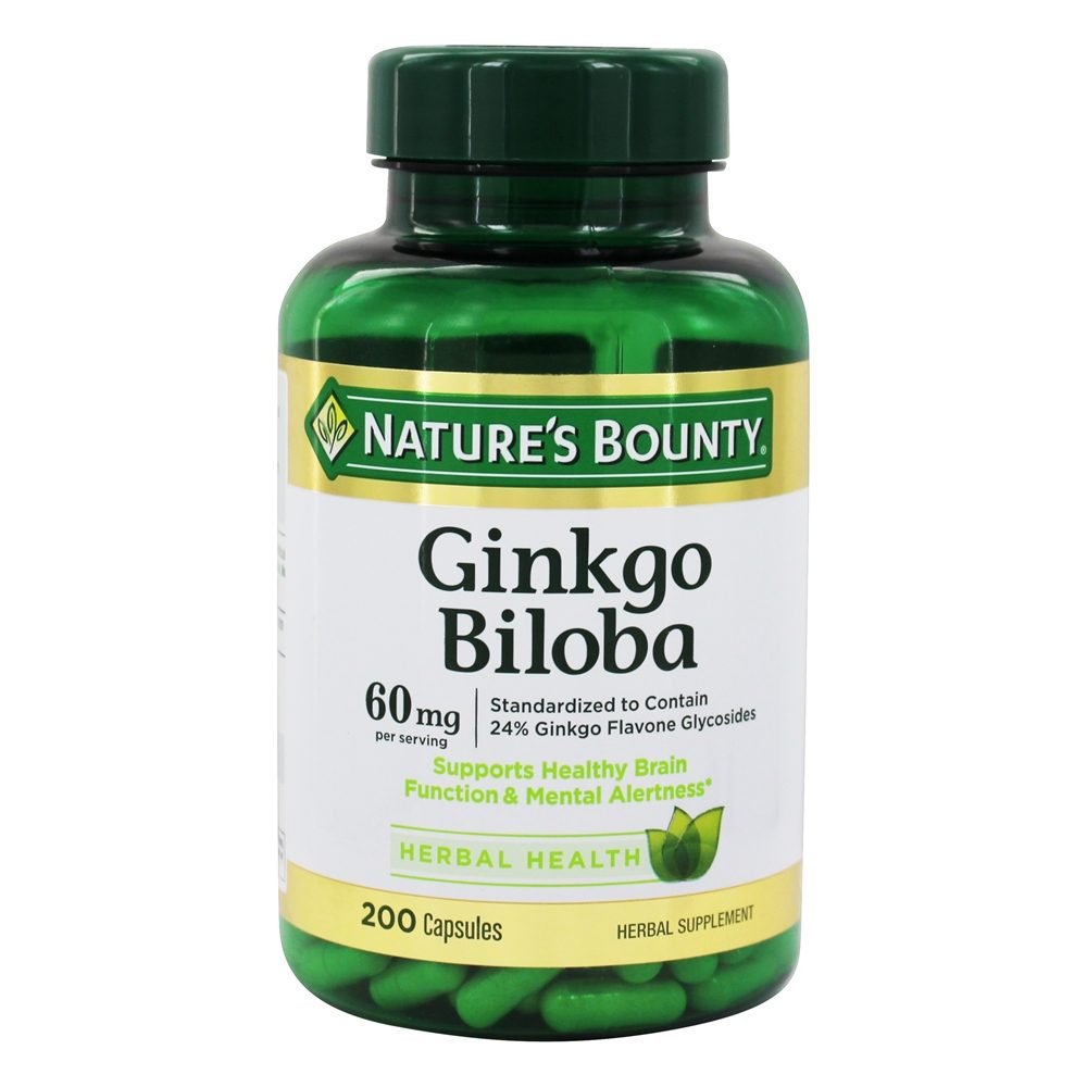 Ginkgo Biloba | 60mg - Herbal Health - Supports Healthy Brain Function &amp; Circulation - Gluten Free, No Artificial Flavor, Sugar Free, Dairy Free, No Soy &amp; Sodium Free - Nature&