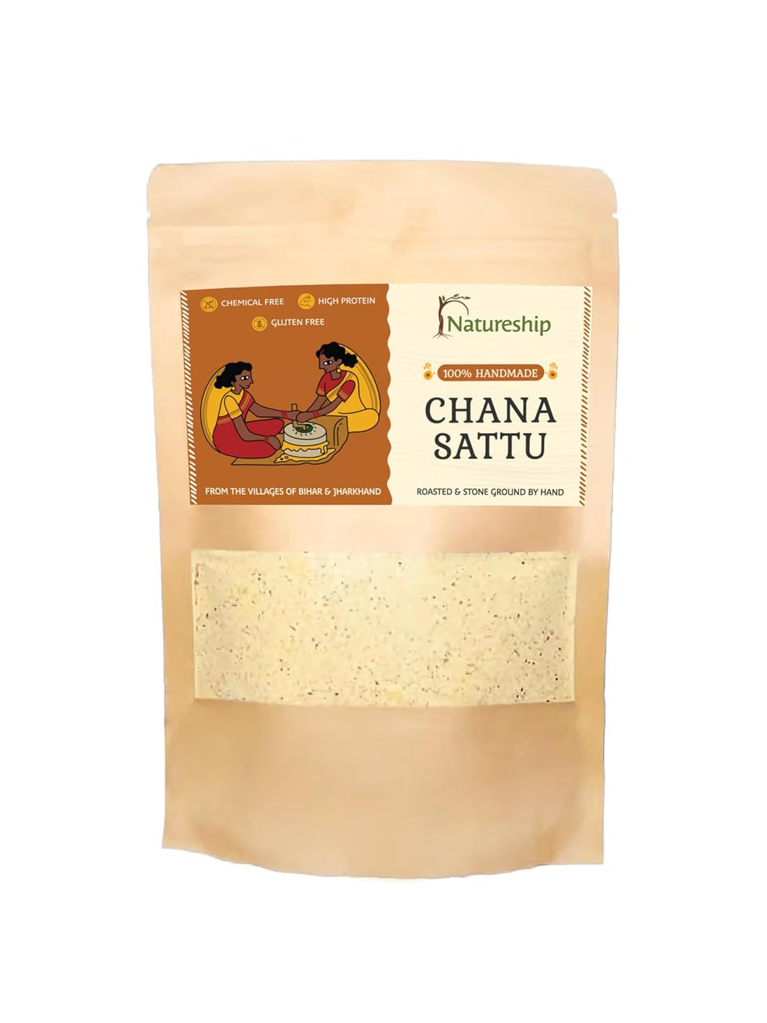 Chana Sattu | Hand Roasted & Stone Ground Chana Sattu – High Protein & High Fiber - Natureship – 500gm