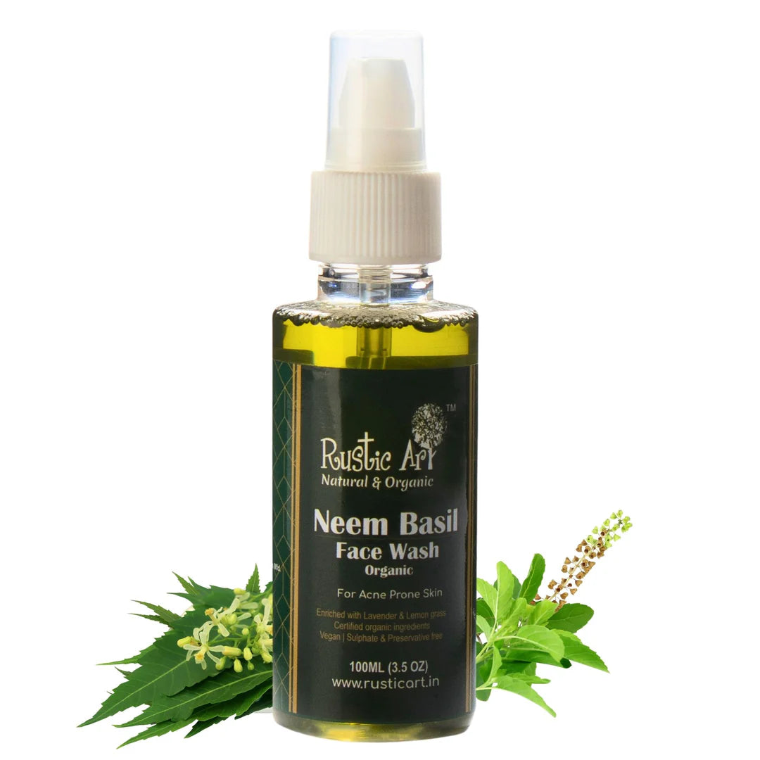 Organic Neem Basil Face Wash - Rustic Art - 100ml