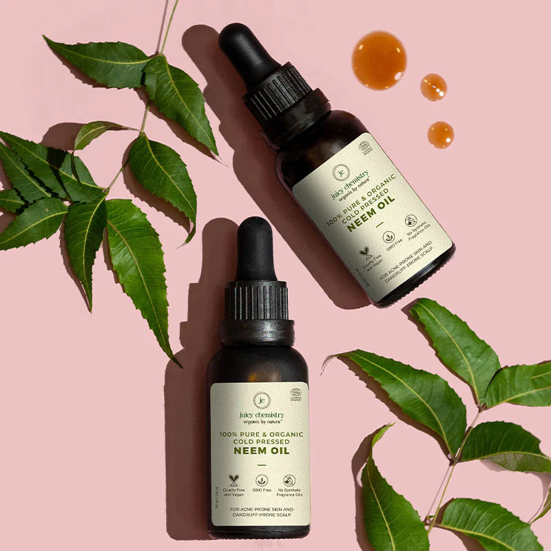 Neem Oil | Suitable For Acne Prone Skin - Cosmos Organic - Cold Pressed - Vegan, Cruelty Free &  No Synthetic Fragrances - Juicy Chemistry - 30ml