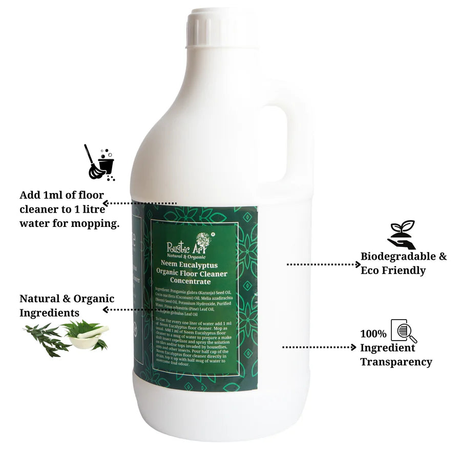 Neem Eucalyptus Floor Cleaner Organic Concentrate – Rustic Art – 1100gm