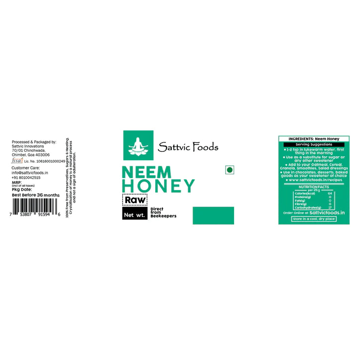 Neem Honey | (Raw &amp; Unheated) - Sattvic Food - 300gm