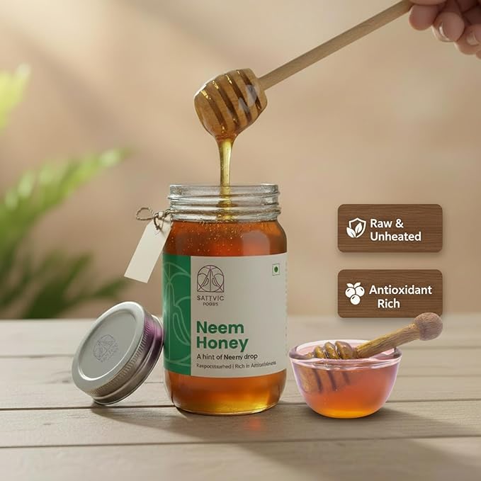 Honey | Neem Honey (Raw &amp; Unheated)-Direct Form Beekeepers - Sattvic Food - 570gm