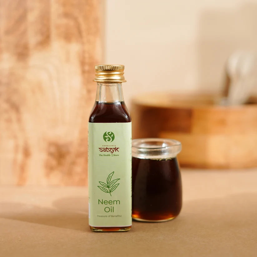 Oil | Neem Oil - Cold-Pressed &amp; Pure - Antibacterial Skin Care &amp; Hair Oil - Ideal for Acne &amp; Dandruff Control - No Artificial Colors &amp;amp; No Harsh Chemicals - Satvyk - 100ml