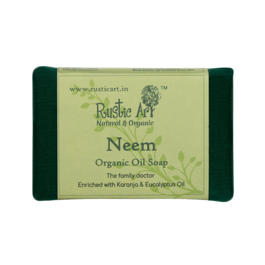 Soap | Neem Soap - Enriched With Karanja &amp; Eucalyptus Oil - Rustic Art - 100gm