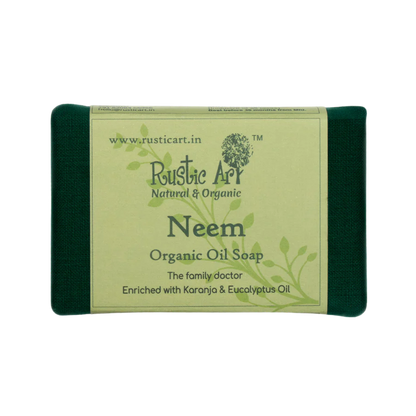 Soap | Neem Soap - Enriched With Karanja &amp; Eucalyptus Oil - Rustic Art - 100gm