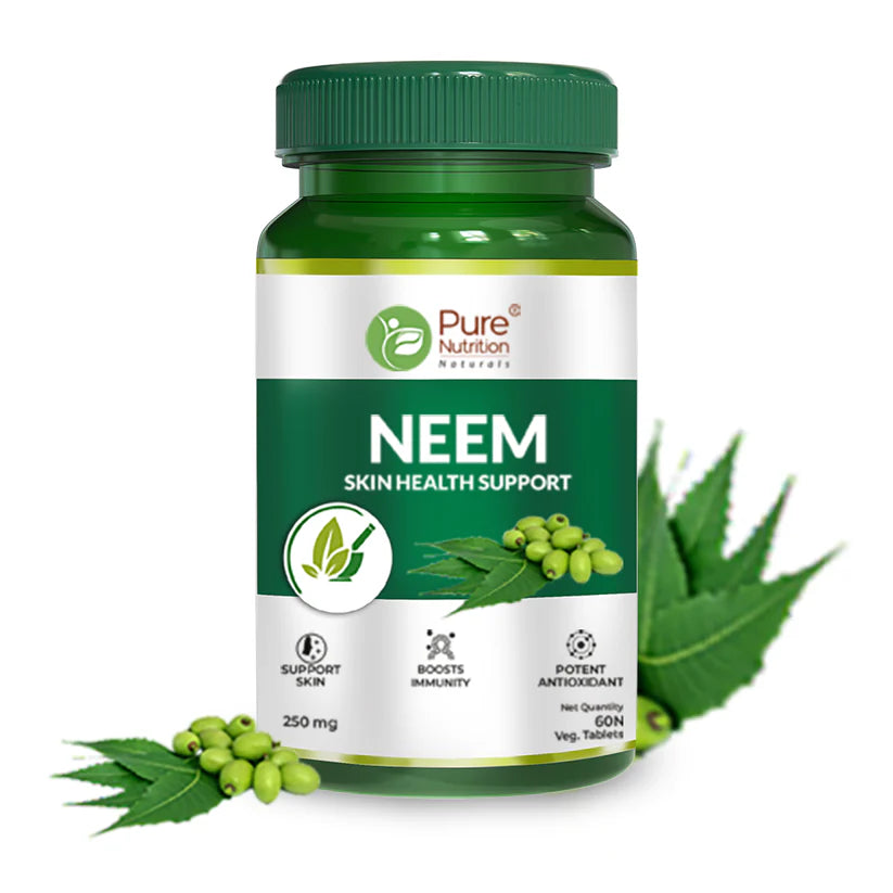 Neem Tablets | Supports Healthy Skin and Boosts Immunity – 250mg – Pure Nutrition – 60 Vegetarian Tablets