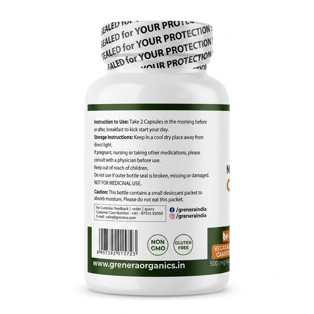 Capsules | Neem Turmeric With Black Pepper Capsules (500mg ) - Vegan, Gluten Free, Non Gmo, Preservatives Free &amp;amp; No Additives - Grenera – 60 Capsules