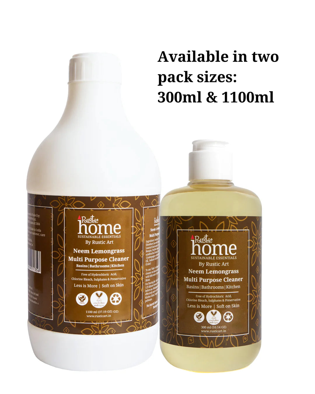 Neem Lemongrass Multipurpose Cleaner | Less is more | Soft on Skin Rustic Art – 1100gm