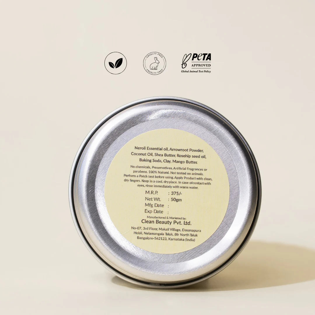 Deodorant | Neroli Deodorant - Vegan, No Artificial Fragrances, Paraben Free & No Added Preservatives – The Bare Bar – 50gm