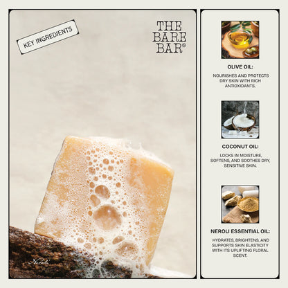 Soap | Neroli Soap Bar - Made With Pure Essential Oils - Vegan , Cruelty Free - The Bare Bar - 100gm