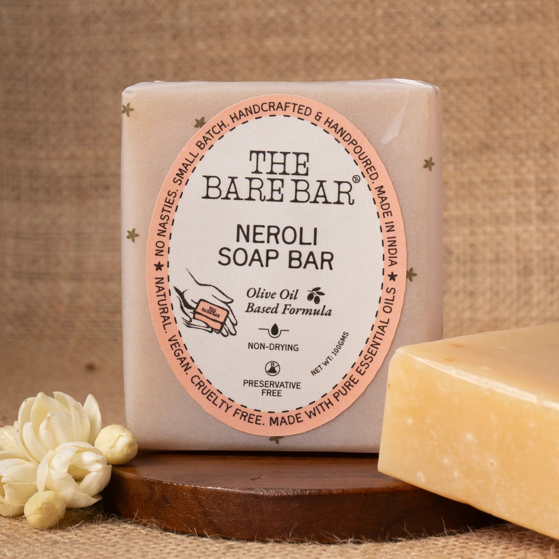 Soap | Neroli Soap Bar - Made With Pure Essential Oils - Vegan , Cruelty Free - The Bare Bar - 100gm