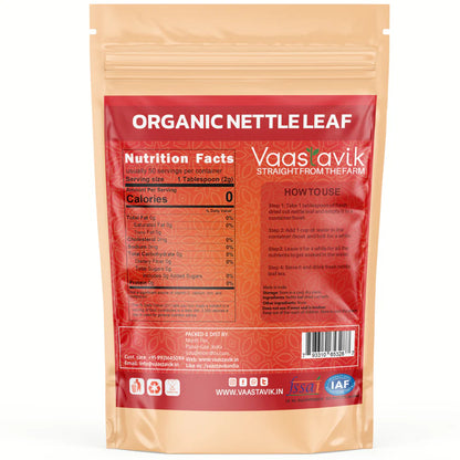 Tea | Nettle Leaf Tea - Stinging Organic Dried Cut Herb Urtica Dioica – Himalayan Sourced – Traditional Medicinal Tea - Organic - Caffeine Free &amp;amp; No Added Sugar – Vaastavik – 100gm
