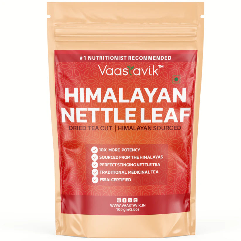 Tea | Nettle Leaf Tea - Stinging Organic Dried Cut Herb Urtica Dioica – Himalayan Sourced – Traditional Medicinal Tea - Organic - Caffeine Free &amp;amp; No Added Sugar – Vaastavik – 100gm