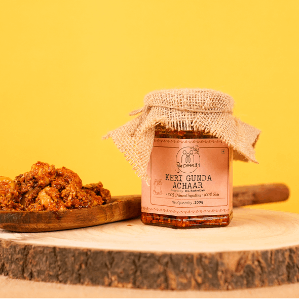 Pickle | Keri Gunda Achaar - 100% Jain - Medium Spicy – No Added Preservatives, Flavour & No Added Sugar – Teen Peedhi – 200gm