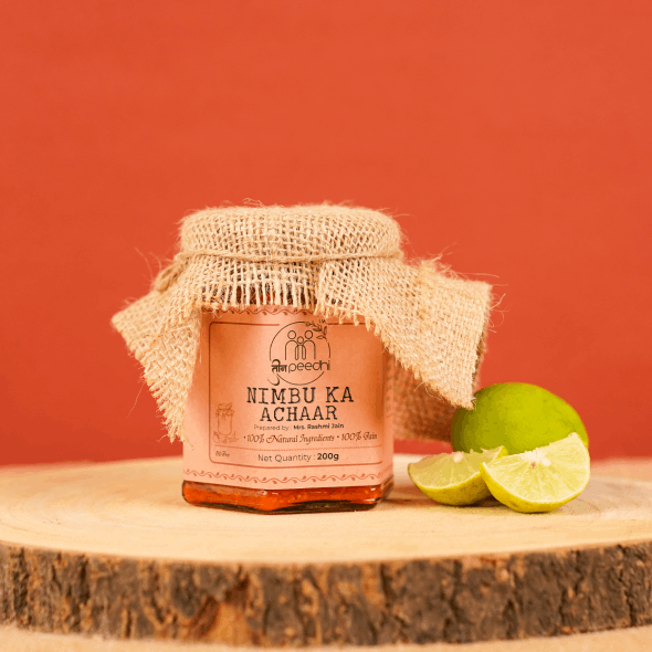 Pickle | Nimbu Ka Achaar - 100% Jain - Medium Spicy – No Added Preservatives, Flavour &amp;amp; No Added Sugar – Teen Peedhi – 200gm