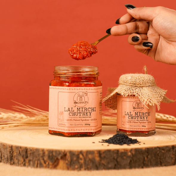 Chutney | Lal Mirchi Ki Chutney - 100% Jain - Spicy – No Added Preservatives, Flavour & No Added Sugar – Teen Peedhi – 200gm