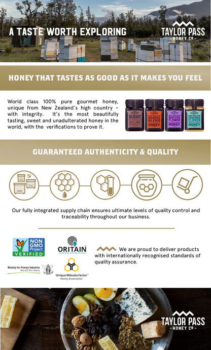Honey | New Zealand Manuka Blend Honey - MG050 - Antibiotic Free - Taylor Pass Honey - 250gm