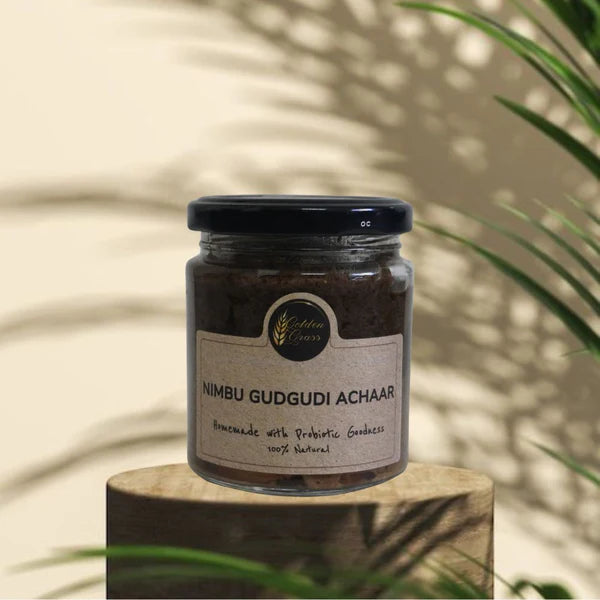 Pickle | Nimboo Gudgudi Pickle (Home Made With Probiotic Goodness) – 100% Natural – Vegan, No Added Colour &amp;amp; No Added Preservatives – Golden Grass – 200gm