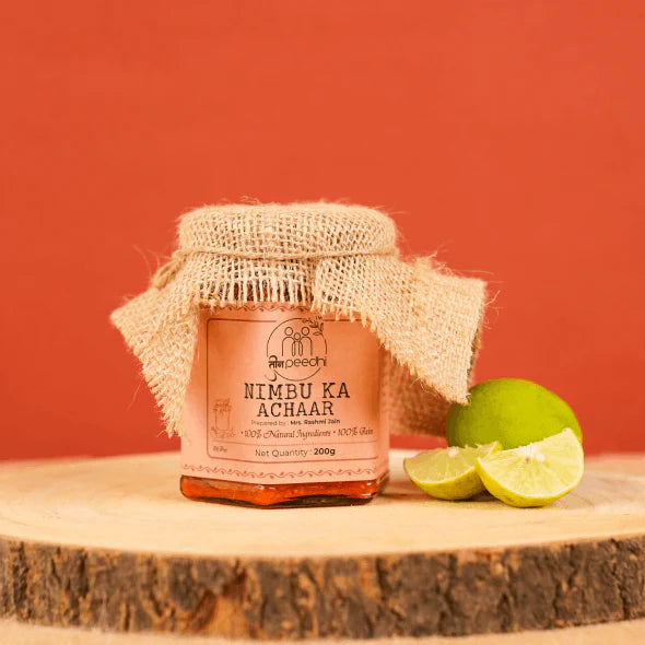 Pickle | Meetha Nimbu Achaar - 100% Jain - Medium Spicy – No Added Preservatives, Flavour &amp;amp; No Added Sugar – Teen Peedhi – 200gm
