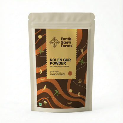 Gur | Nolen Gur Powder-Date Palm Jaggery Powder - No Added Sugar &amp;amp; Chemical Free - Earth Story Farms- 400gm