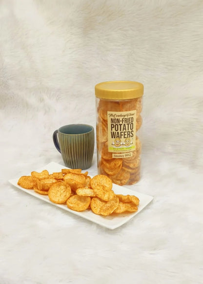 Potato Wafers | Non Fried Potato Wafers (Smokey BBQ) - Gluten Free, No Palm OIl, No Flavor Enhancer, No Artificial Colors &amp; No Added Preservatives - Natural Ingredients - The Cowboys Farm – 130gm