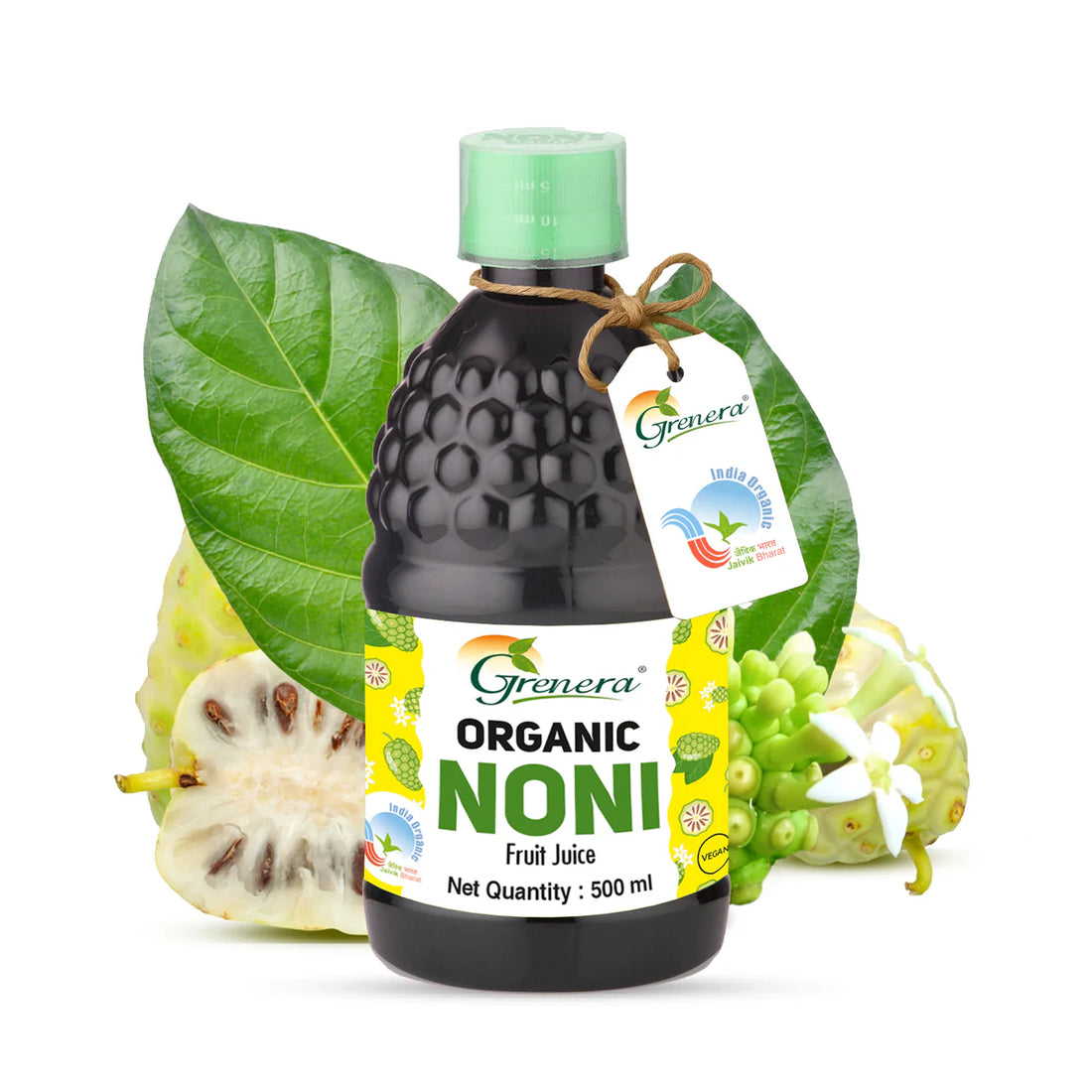 Noni Juice| Organic Noni Fruit Juice -Vegan, Non GMO - No Added Sugar, Flavors, or Preservatives- Grenera 500ml