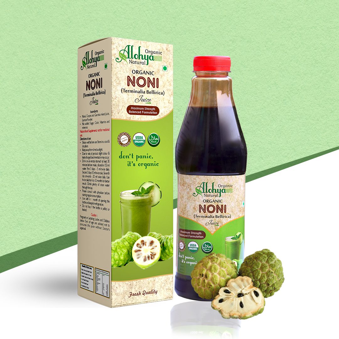 Noni Juice | (Terminalia Bellirica) – USDA Organic – No added Sugar, Color, Vitamins &amp; Minerals – Alohya Organic -1000ml