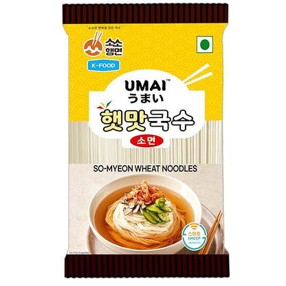 Noodles | So Myeon Wheat Noodles - Quality Thin Noodles , Whole Wheat - Imported from Korea - Bouncy &amp; Chewy Texture  – No artificial preservatives or Colors – Umai – 900gm