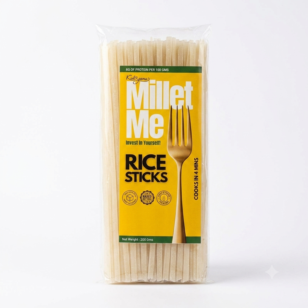 Noodles | Rice Sticks  Fetticcine -Gluten Free,Vegan- Asian Style &amp; Pad Thai Ready -Baked Not Fried -No Refined Wheat Flour , No Maida-No Artificial Additives, No Preservatives – Kuizeens – 220gm