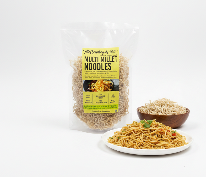 Noodles | Multi Millet Noodles - High Protein &amp; Fibre, No Msg &amp; Preservatives Free – The Cow Boys Farm - 175gm