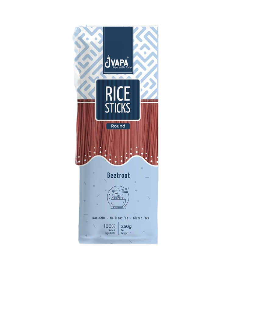 Noodles | Rice Stick (Beetroot) - Round - Gluten Free, Non GMO & No Trans Fat - Jvapa - 200gm