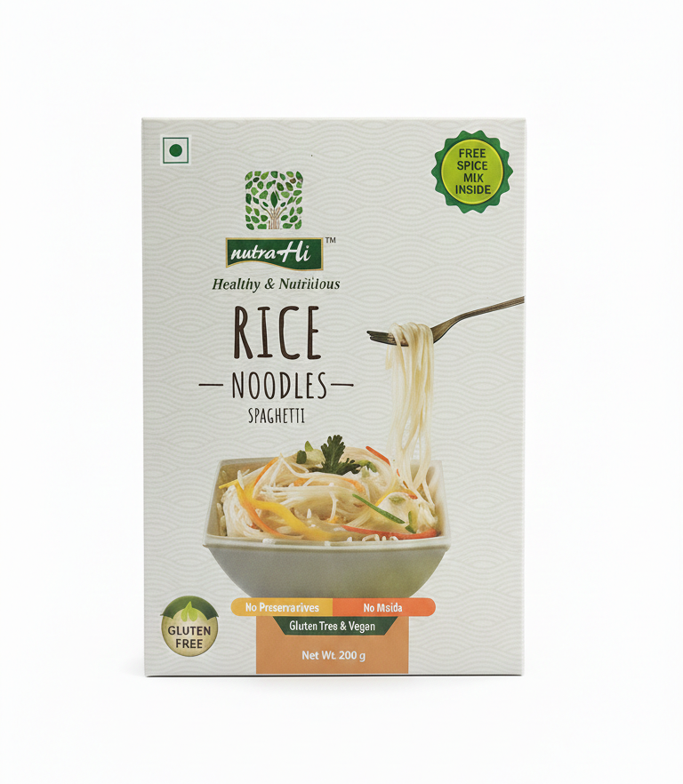 Noodles | Spaghetti Rice Noodles  - Vegan, Gluten Free, No Maida, No Wheat, No Added Flavours &amp;amp; Preservatives Free - NutraHi - 200gm