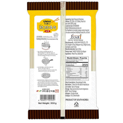 Noodles | So Myeon Wheat Noodles - Quality Thin Noodles , Whole Wheat - Imported from Korea - Bouncy &amp; Chewy Texture  – No artificial preservatives or Colors – Umai – 900gm