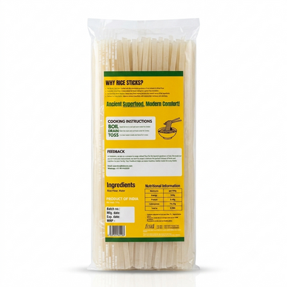 Noodles | Rice Sticks  Fetticcine -Gluten Free,Vegan- Asian Style &amp; Pad Thai Ready -Baked Not Fried -No Refined Wheat Flour , No Maida-No Artificial Additives, No Preservatives – Kuizeens – 220gm