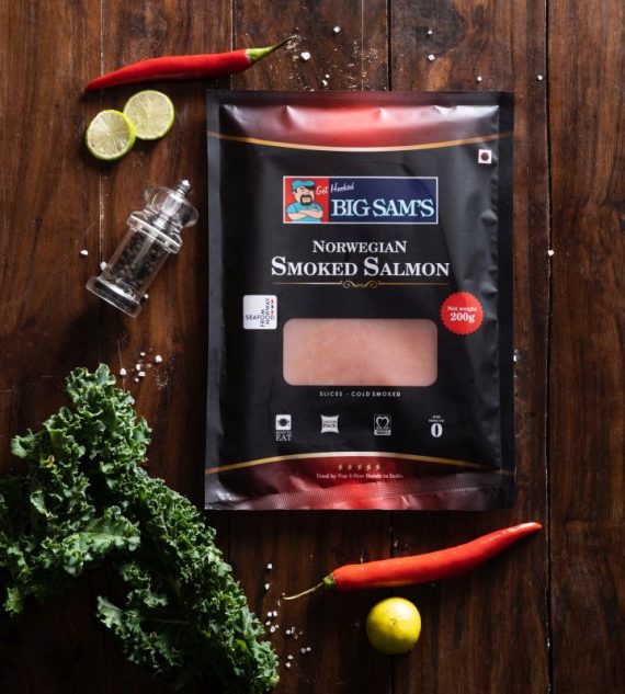 Norwegian Smoked Salmon - Ready To Eat, Vacuum Pack, Rich In Omega-3 & Zero Trans Fat - Big Sams - 200gm