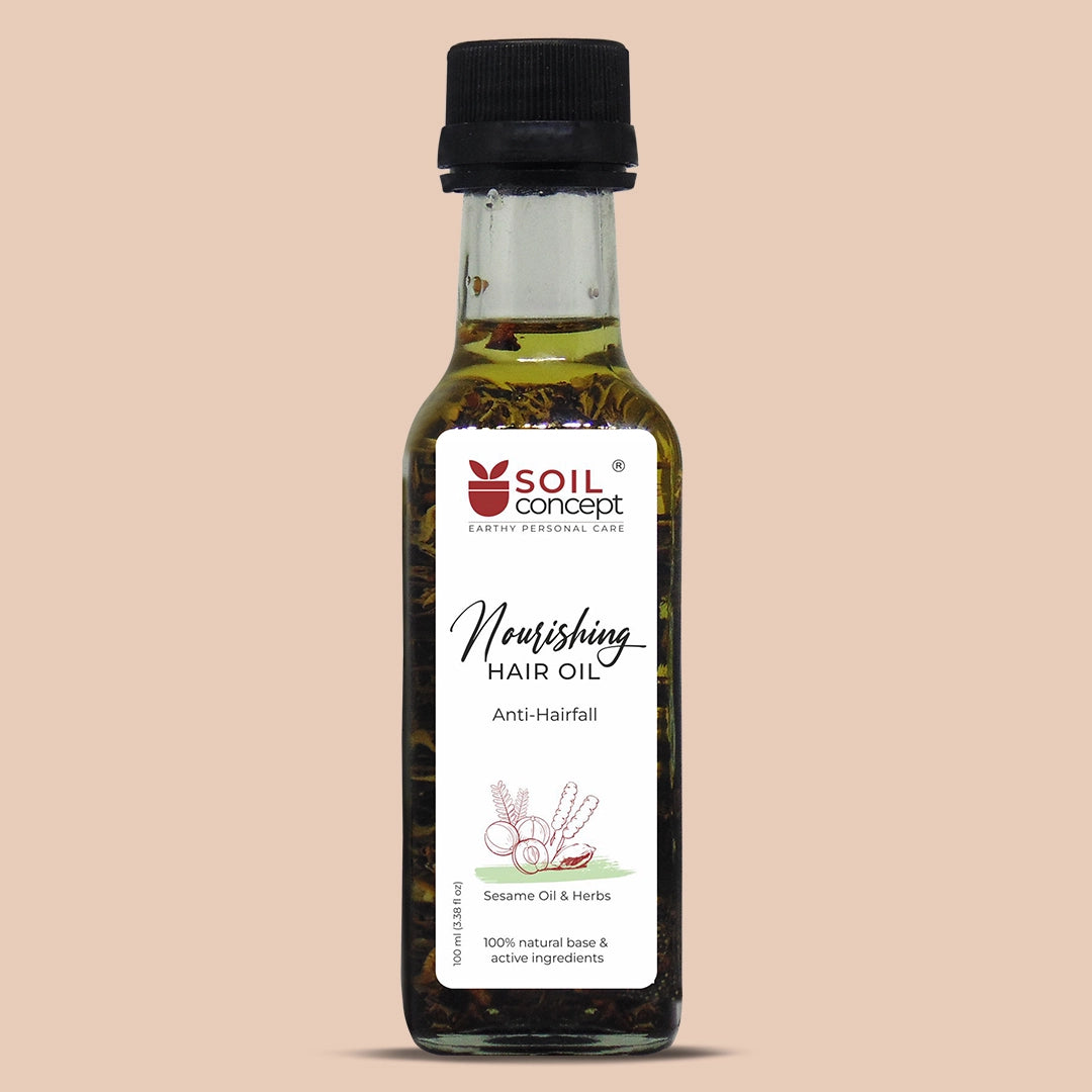 Hair Oil | Nourishing Hair Oil AntiHairfall Sesame Oil And Herbs - Cold Pressed &amp; No Added Fragrance - Soil Concept - 100ml