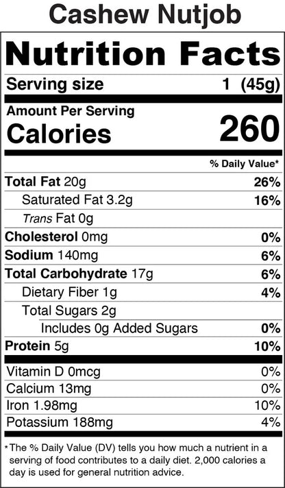 Bar | Nutjobs - Cashew Bar (Made With Certified Organic Nuts) - Vegan &amp; Gluten Free, Dairy, Honey Free, High In Protein &amp; No Added Sugar - Tthe Huda Bar - 40gm