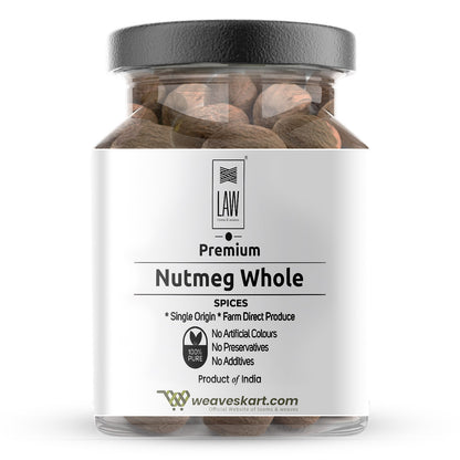 Nutmeg Whole | Farm Direct Produce (Single Origin) – Organic – Vegan, Gluten Free, Non Gmo, No Artifical Colours, No Preservatives &amp; No Additives – Looms And Weaves – 200gm