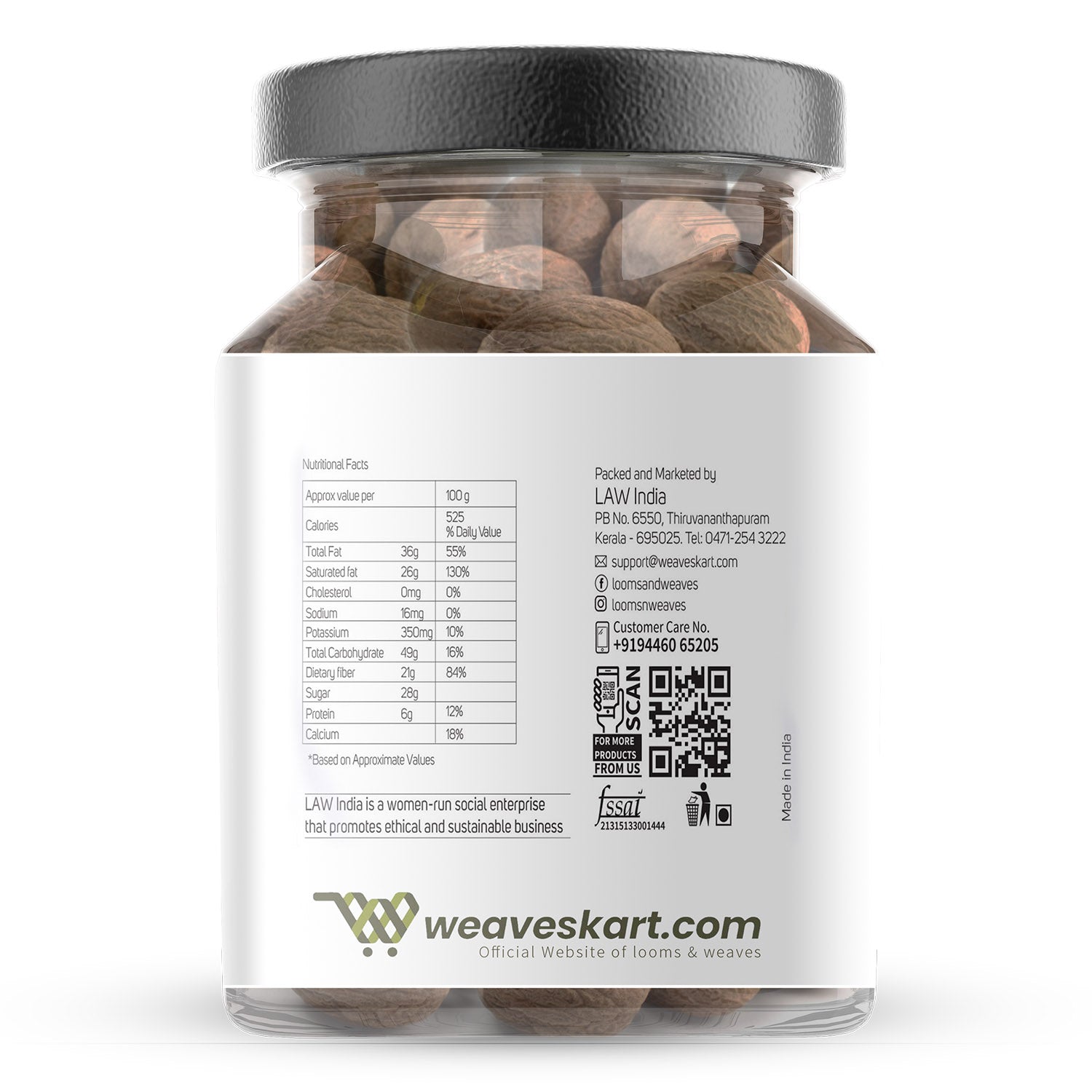 Nutmeg Whole | Farm Direct Produce (Single Origin) – Organic – Vegan, Gluten Free, Non Gmo, No Artifical Colours, No Preservatives &amp; No Additives – Looms And Weaves – 200gm