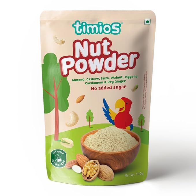 Powder | Nut Powder- Vitamin and Mineral Rich Nut Powder -Made with Jaggery for sweetness- No Added Preservatives &amp; Chemical Free - Timios - 100gm