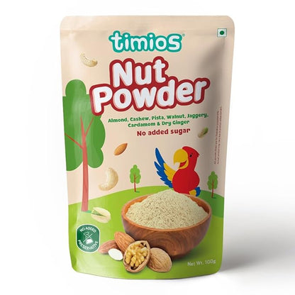 Powder | Nut Powder- Vitamin and Mineral Rich Nut Powder -Made with Jaggery for sweetness- No Added Preservatives &amp; Chemical Free - Timios - 100gm