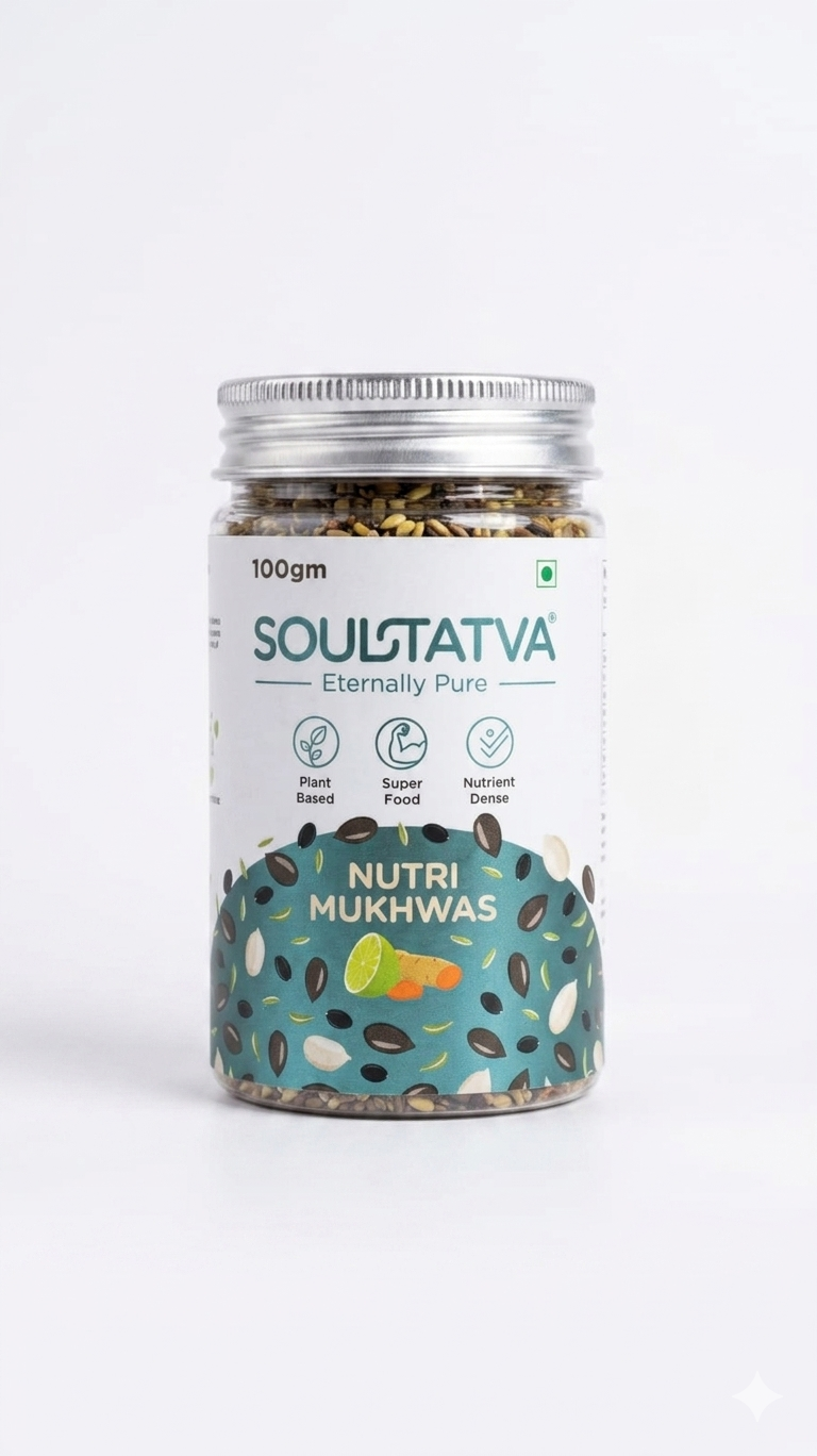 Mukhwas | Nutri Mukhwas -USDA Organic-Plant Based, Super Food, Nutrient Dense -No Chemical Preservatives &amp; Additives - Soultatva – 100gm