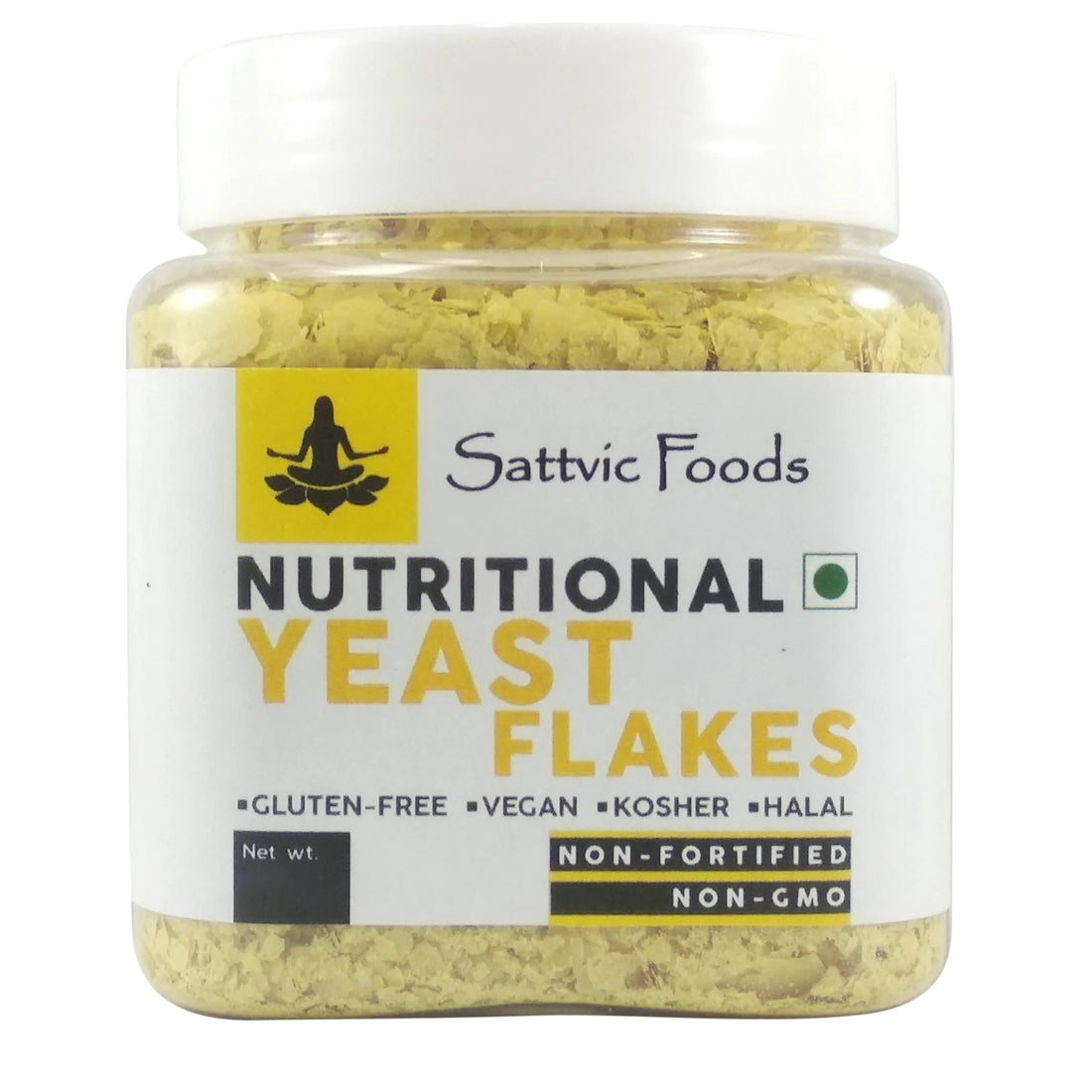 Nutritional Yeast Flakes - Natural - Indian - Vegan, Gluten Free, Rich In Protein, Rich In Fiber, Rich In Vitamin B, Non Fortified, Non GMO, Kosher &amp;amp; Halal - Sattvic Food - 60gm