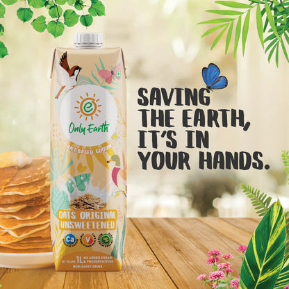 Oats Milk | Unsweetened Oats Milk – Original – Vegan, Soy Free, Dairy Free, Lactose Free, No Trans Fat &amp;amp; Cholesterol Free – Only Earth – (Pack Of 12) - 1000ml