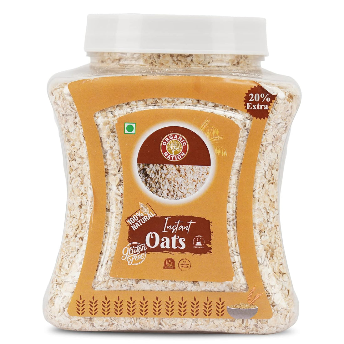 Oats | Instant Oats - 100% Natural - Gluten Free, High In Fiber, No Added Preservatives & No Added Sugar - Organic Nation - 600gm